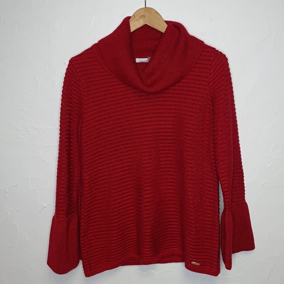 Calvin Klein Red Cowl Neck Sweater - Picture 4 of 7
